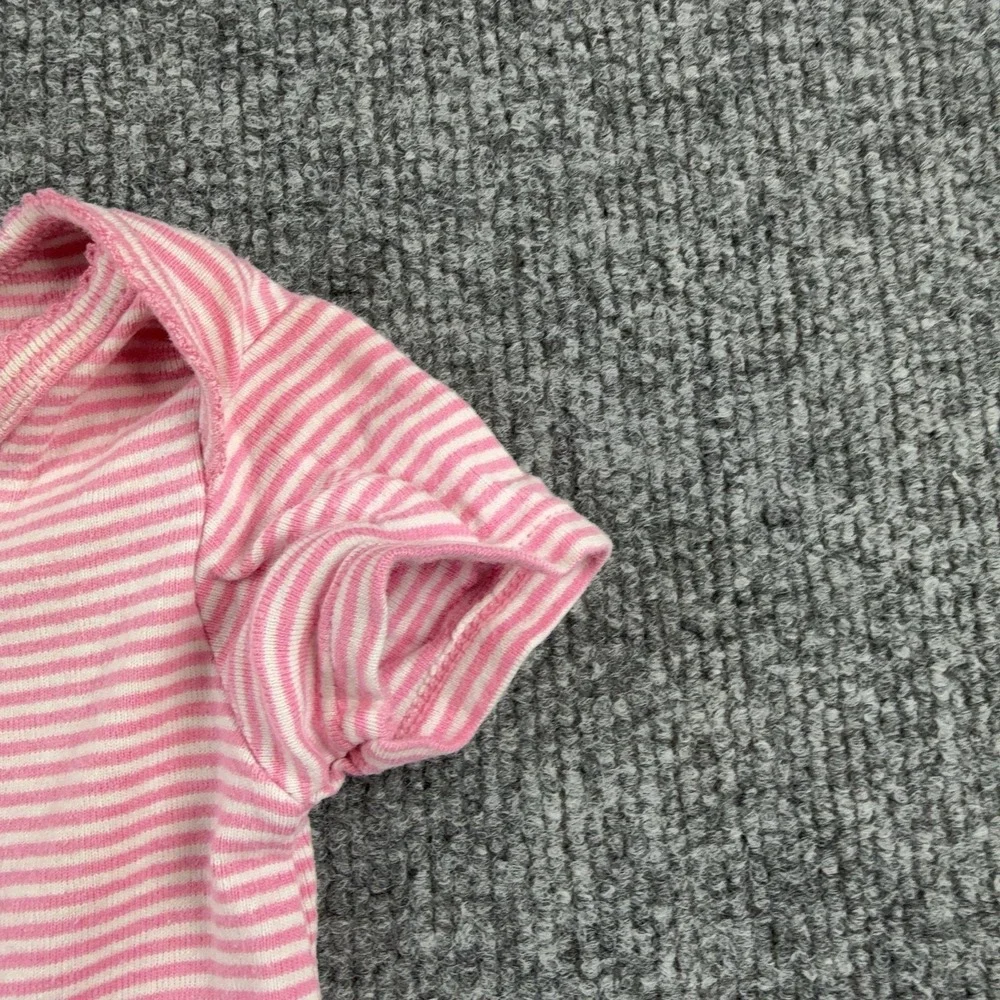 Carter's Romper Girls 3-6 Months Pink Striped Flower One Piece Bodysuit